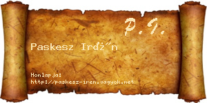 Paskesz Irén névjegykártya